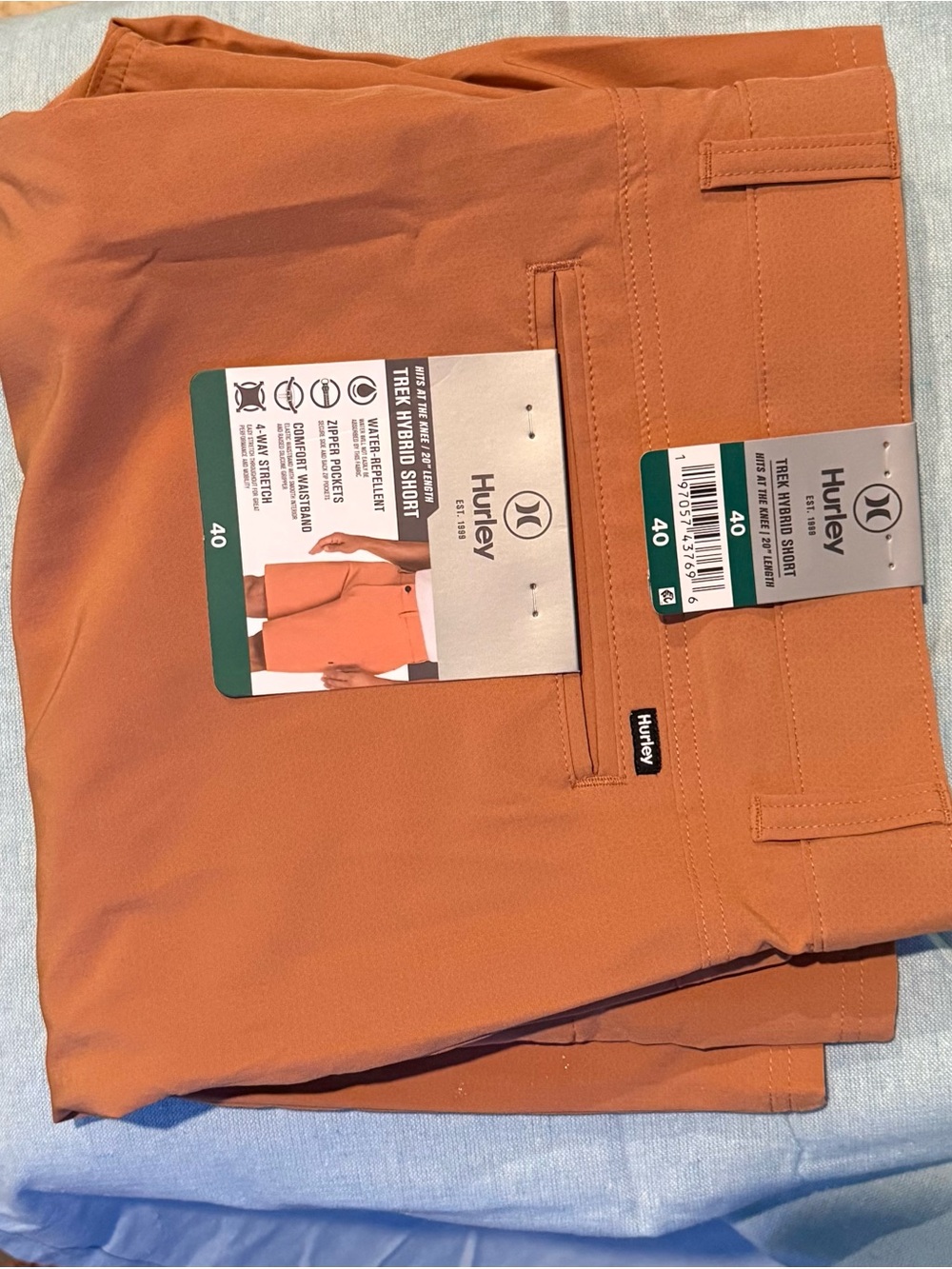 Hurley Men’s Burnt Orange Trek Hybrid Shorts